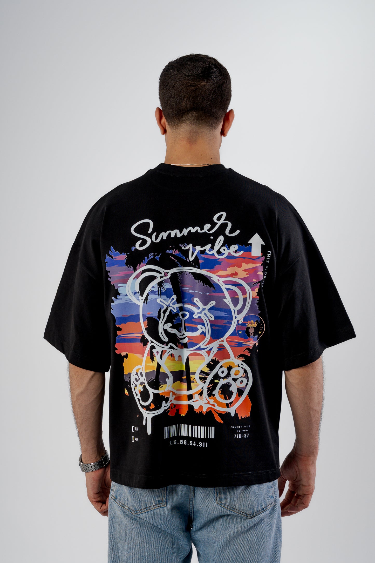 Black Round Boxy Tee