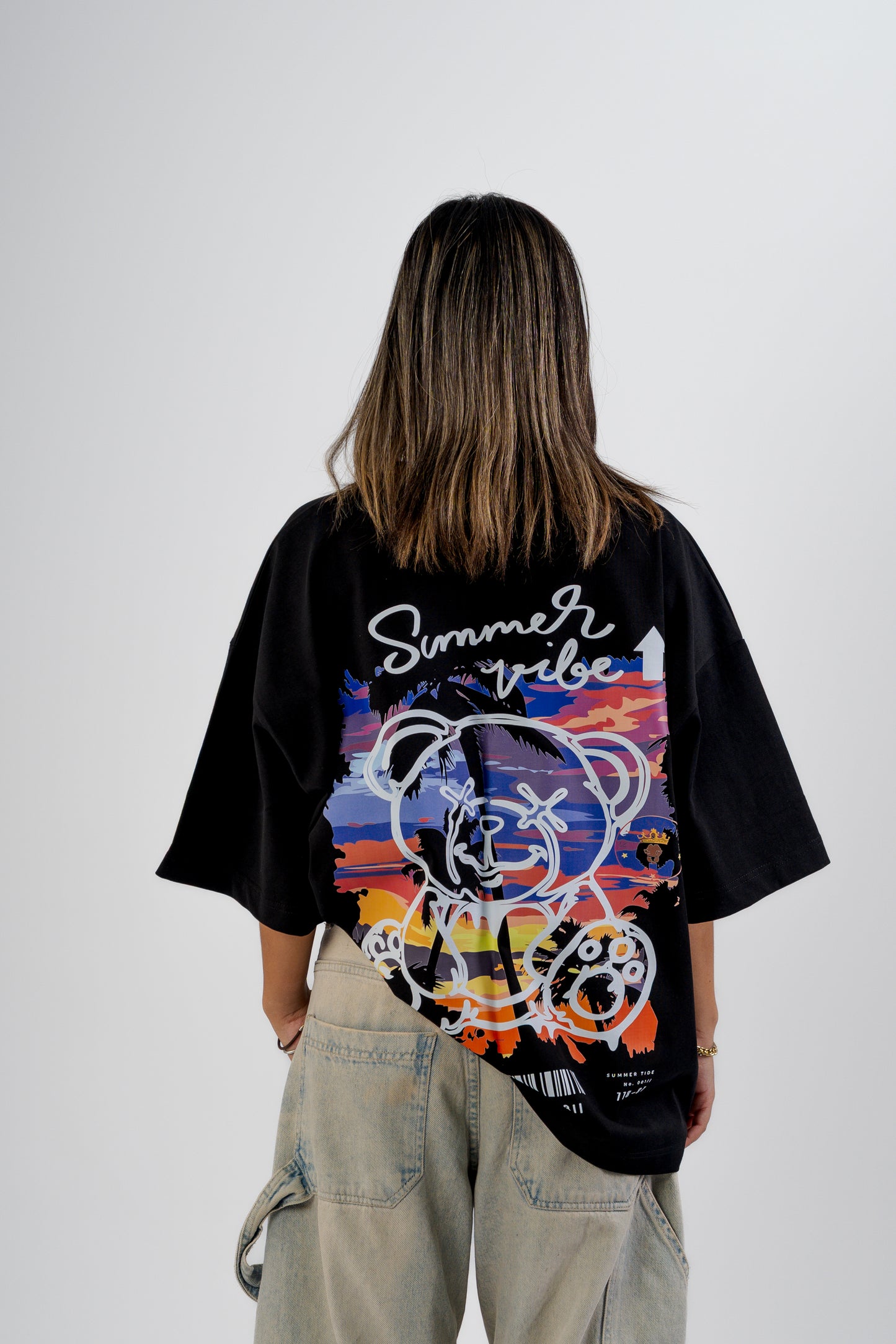 Black Round Boxy Tee