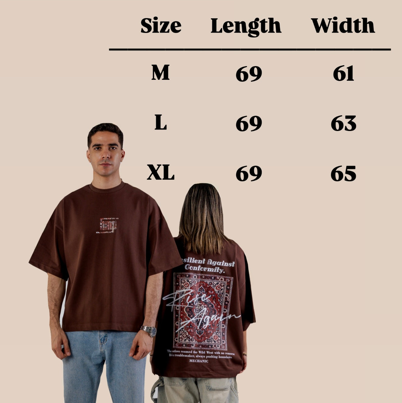 Borwn Round Boxy Tee