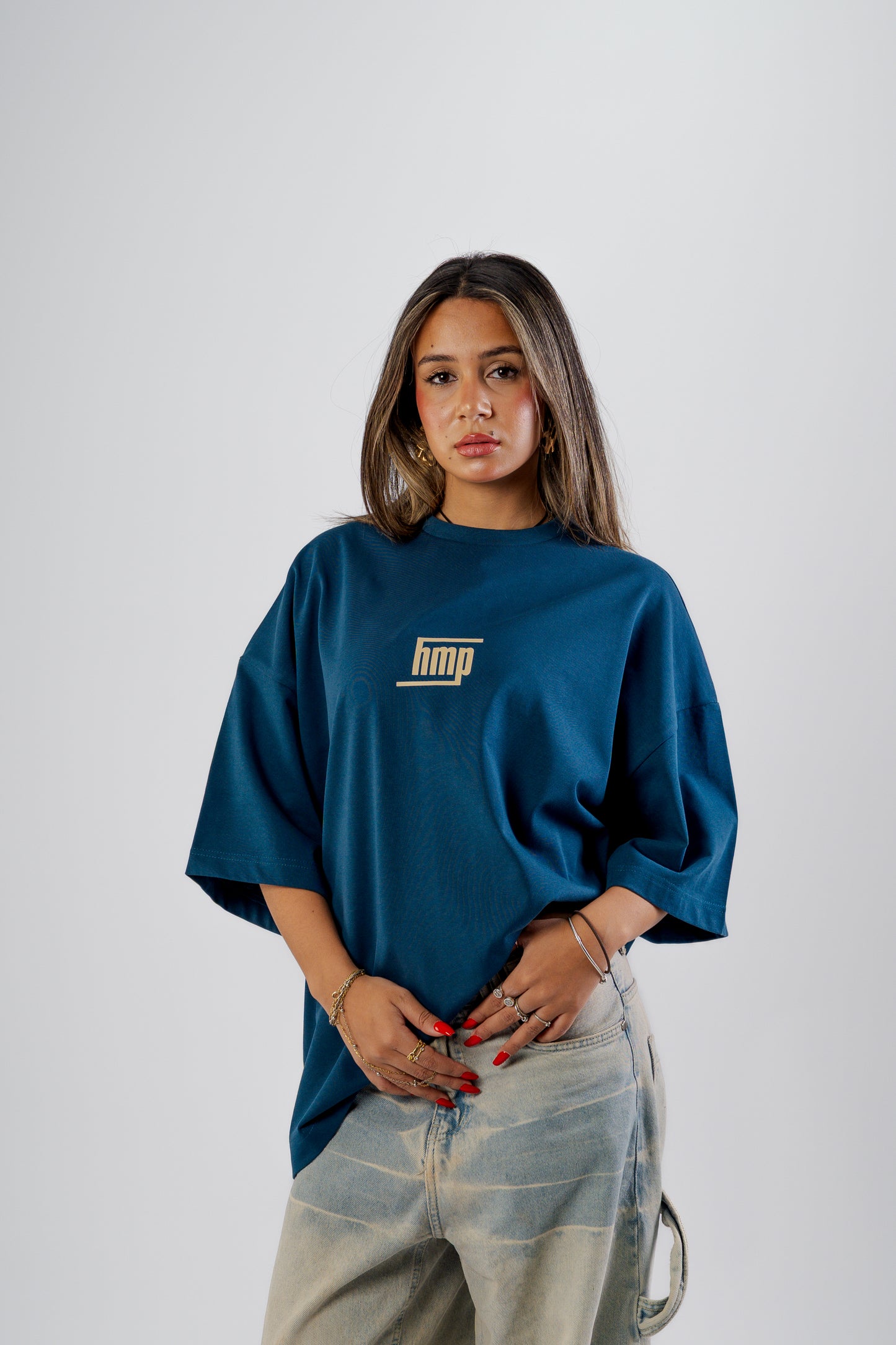 Navy Round Boxy Tee
