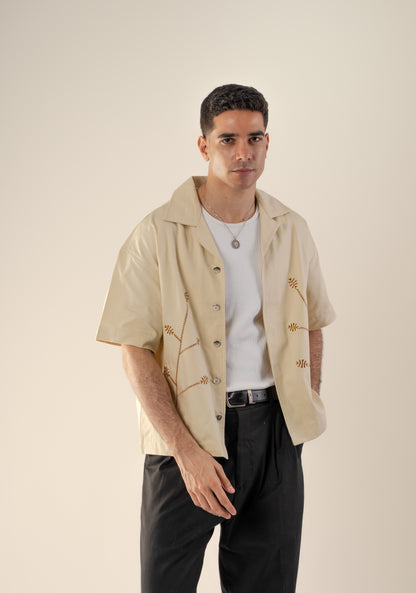 Contrast embroidery boxi shirt