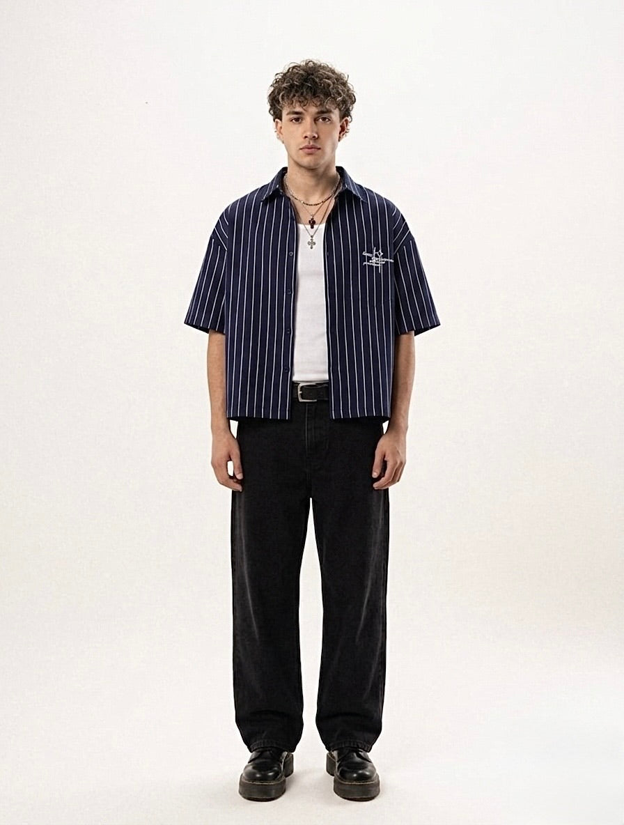 Striped linen boxy shirt