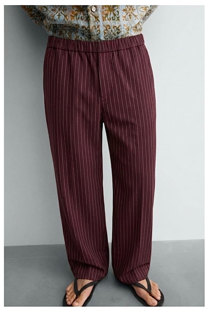 Striped burgundy pants