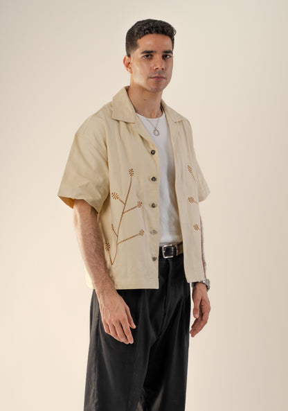 Contrast embroidery boxi shirt