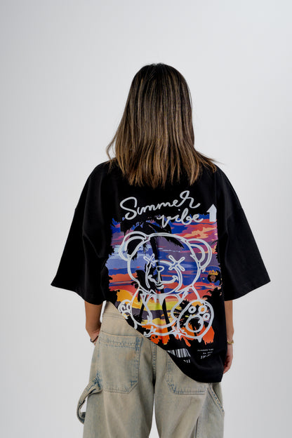 Black Round Boxy Tee