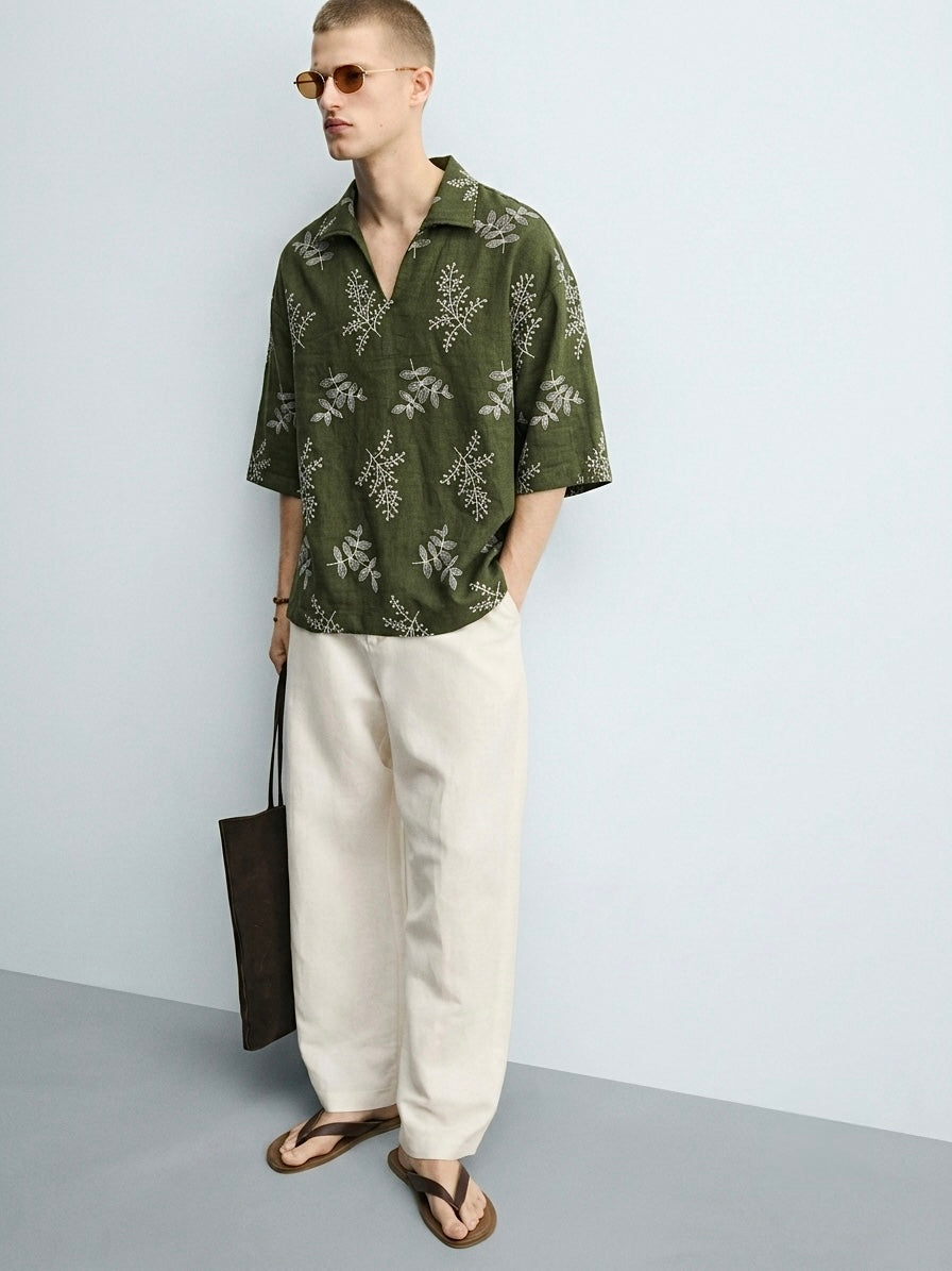 Olive linen shirt
