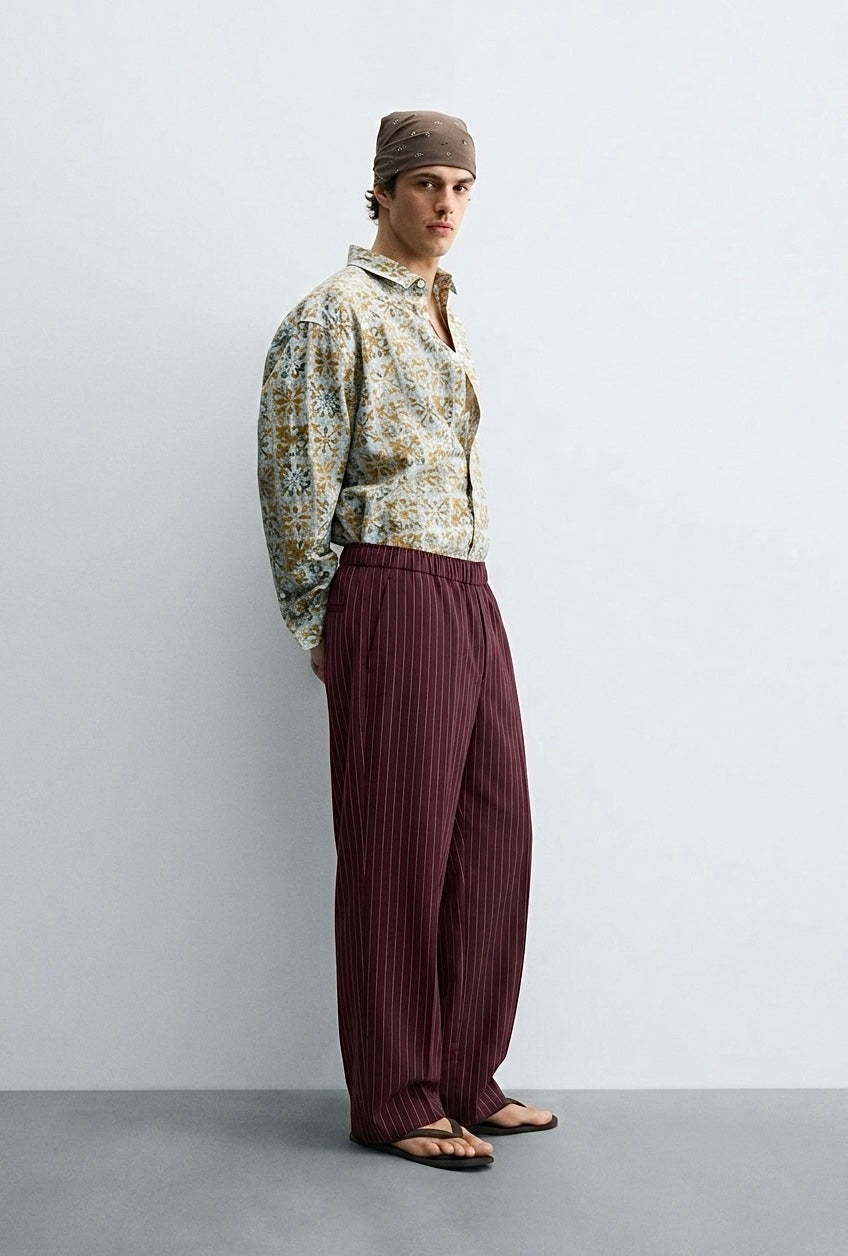 Striped burgundy pants