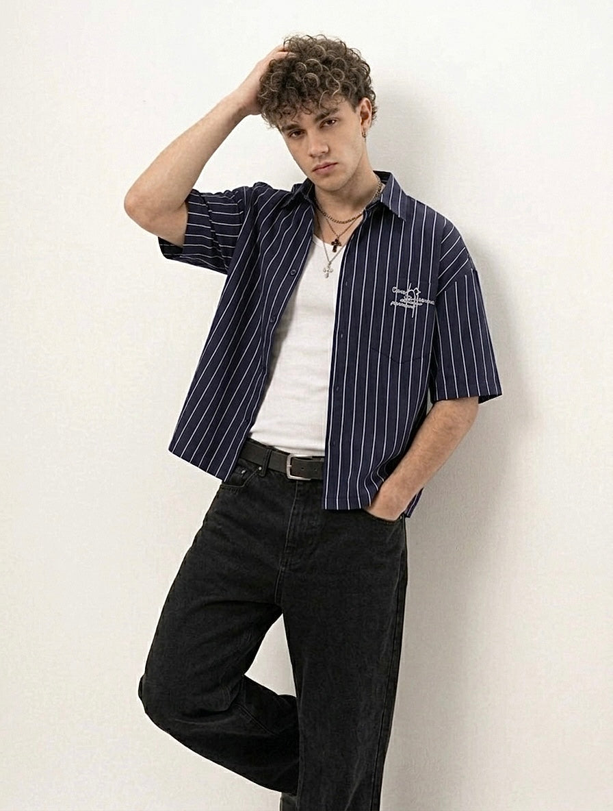 Striped linen boxy shirt