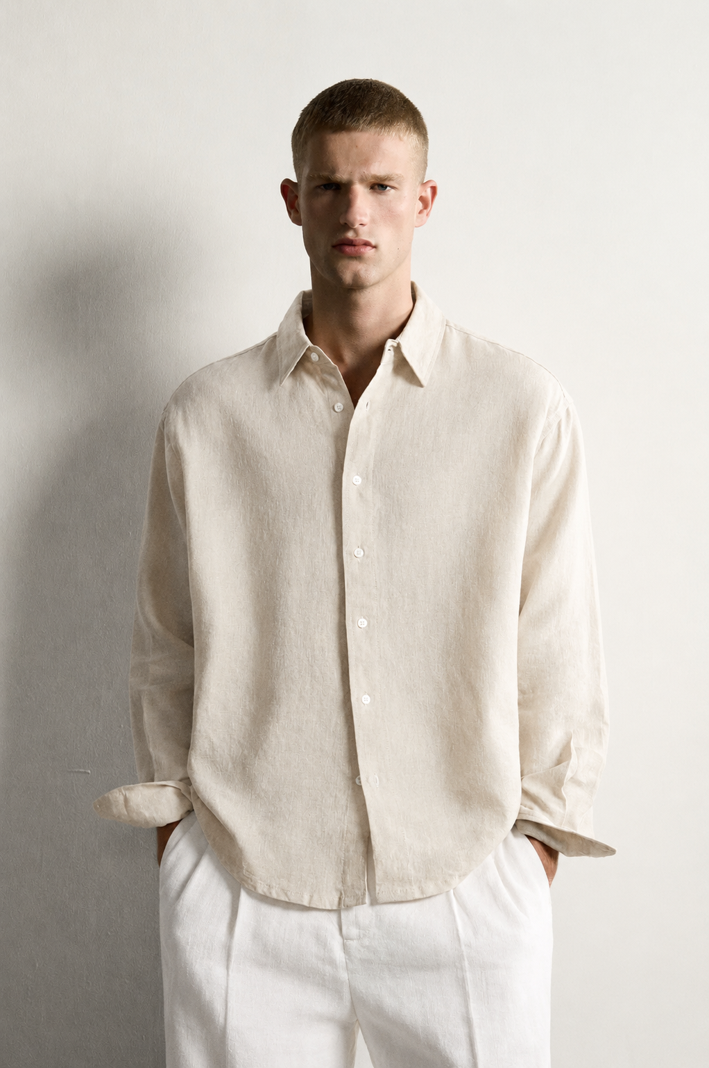 Beige linen shirt