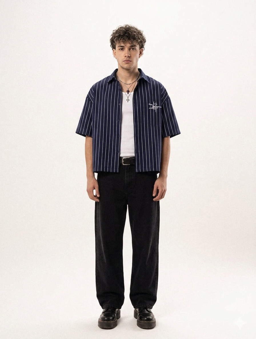 A Striped linen boxy shirt