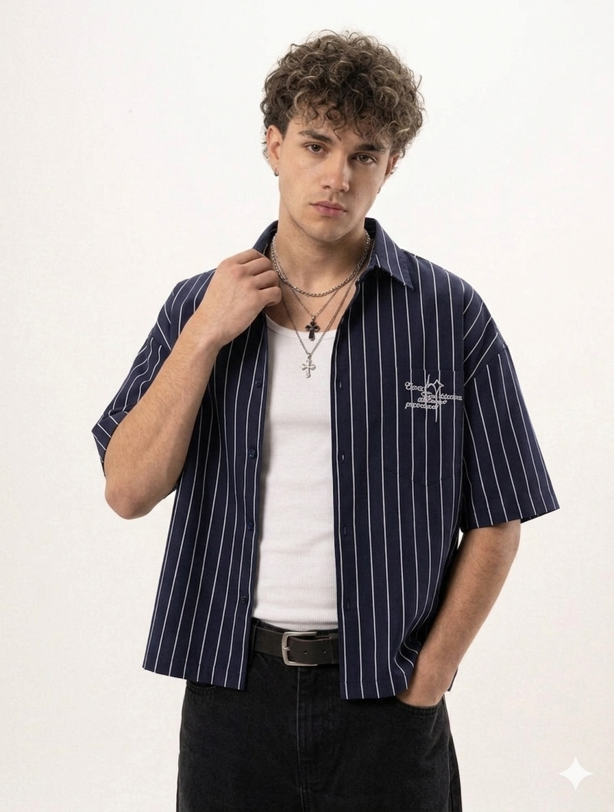 A Striped linen boxy shirt