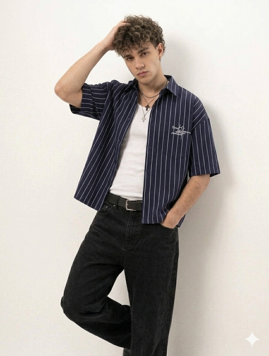 A Striped linen boxy shirt